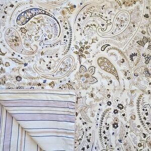 Lauren Ralph Lauren Estella Paisley Pillow Shams Purple Beige Stripe Back Cotton